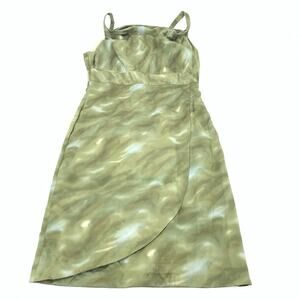 Due Per Due Veste 100% Silk Faux Wrap A-Line Slip Dress 6 Womens Green Party